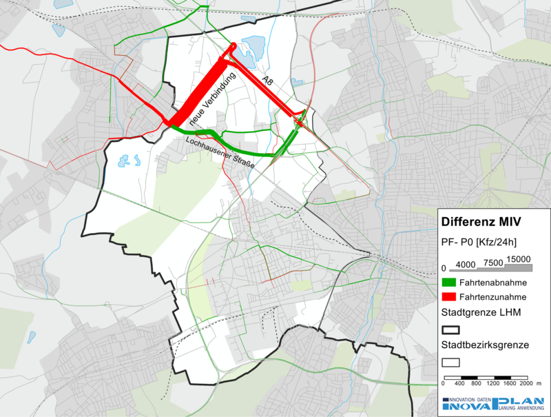 Karte Auswirkungen Anbindung Lochhausener Straße an die A8